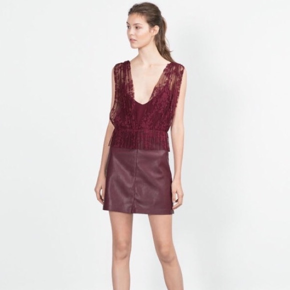 burgundy dress zara